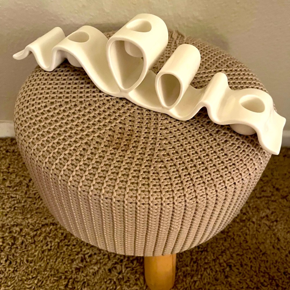 Elegant White Ceramic Candle Holder